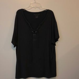 American Eagle Soft& Sexy Black lace up Tee